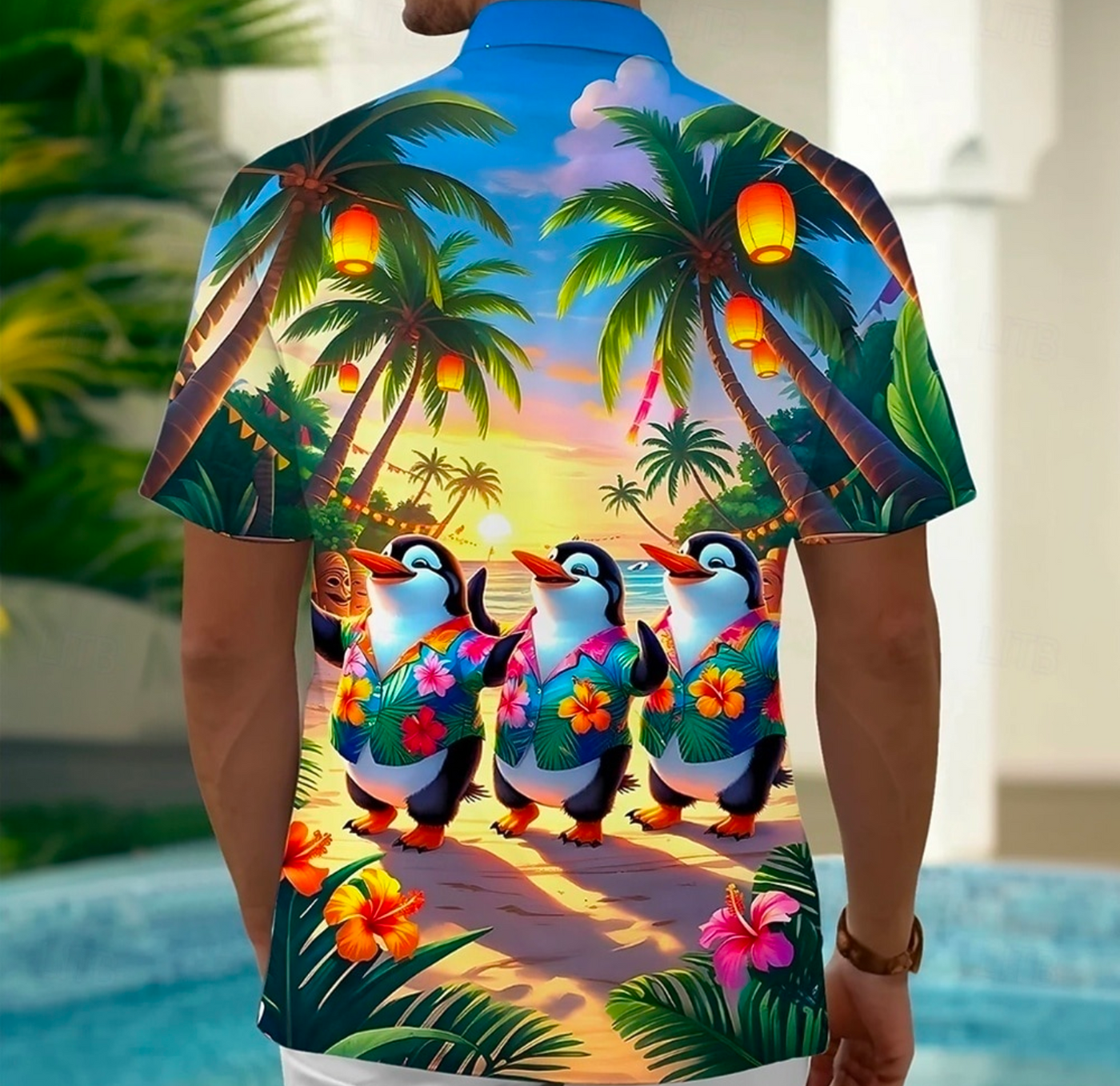 Tropical Penguin Sunset Hawaiian Shirt – Men’s Summer Holiday Beach Shirt - Truly Yours
