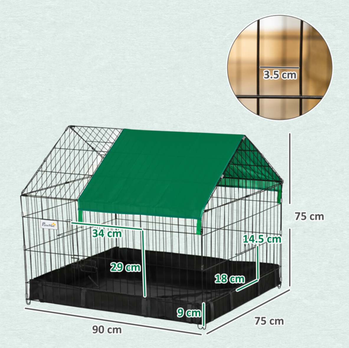 Pawhut Metal Small Animal Cage with Roof Cover & Removable Tray - Truly Yours