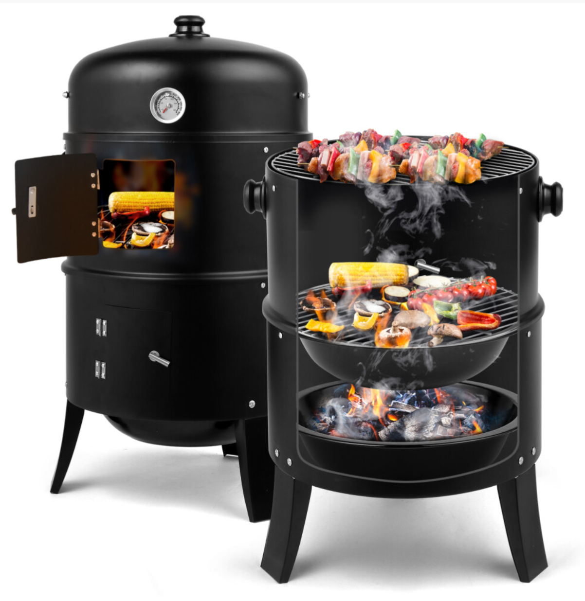 3 in 1 Temperature Display BBQ Grill Charcoal Smoker Barbecue - Truly Yours