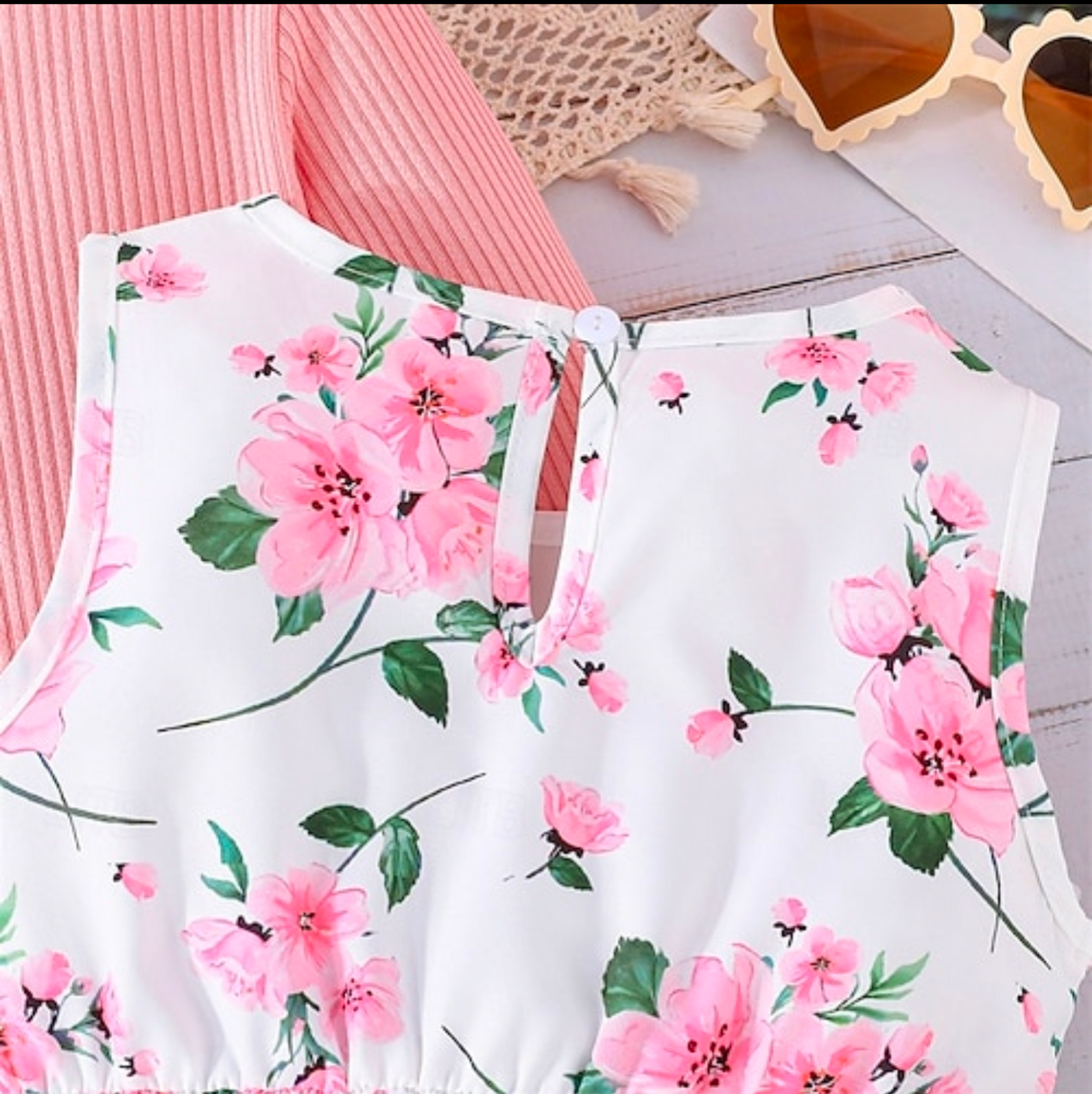Girls Floral Bow Dress & Frill Cardigan 2 Piece Set - Truly Yours