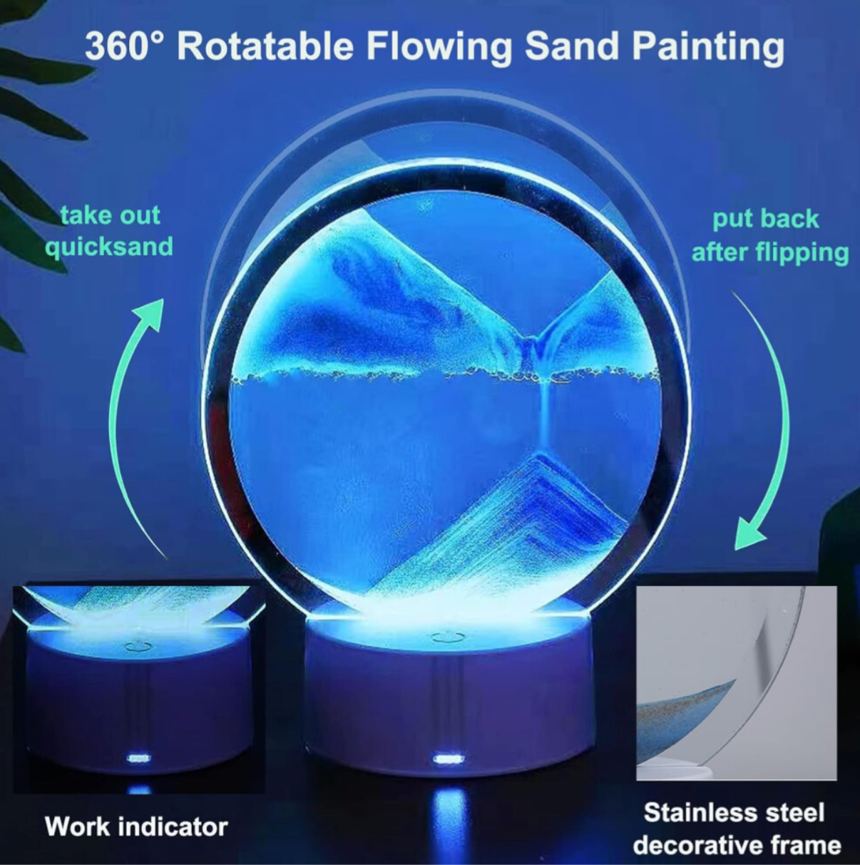 Moving Sand Art Picture Round Glass 3D Deep Sea Sandscape - Truly Yours
