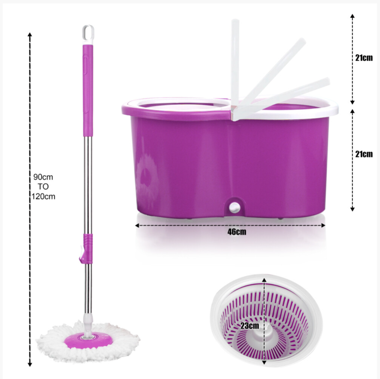 Purple 360° Spin Mop & Bucket Set – Magic Floor Cleaning System with Spin Dry Basket & 2 Microfiber Mop Heads - Truly Yours