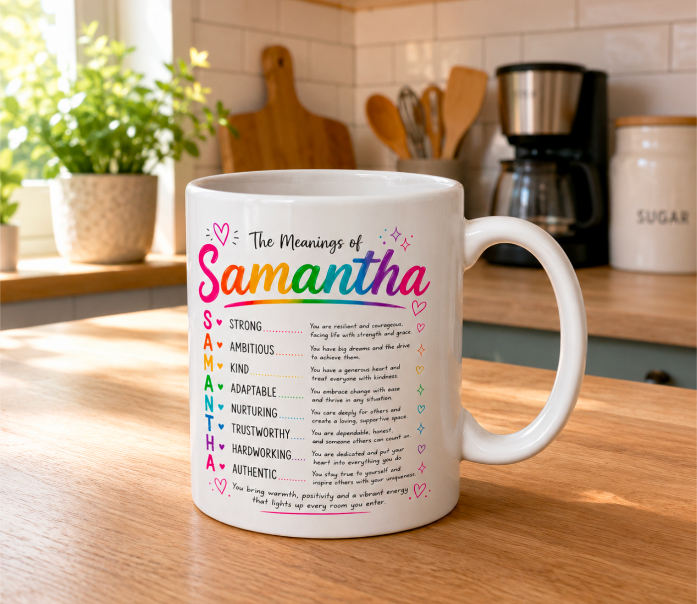 The Meanings of (name) Rainbow Ceramic Mug – Inspirational Name Gift Cup - Truly Yours