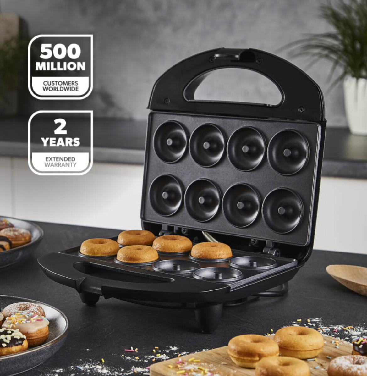 Geepas 750W Doughnut Maker Machine, 8 Hole Donut Maker Non-Stick - Truly Yours