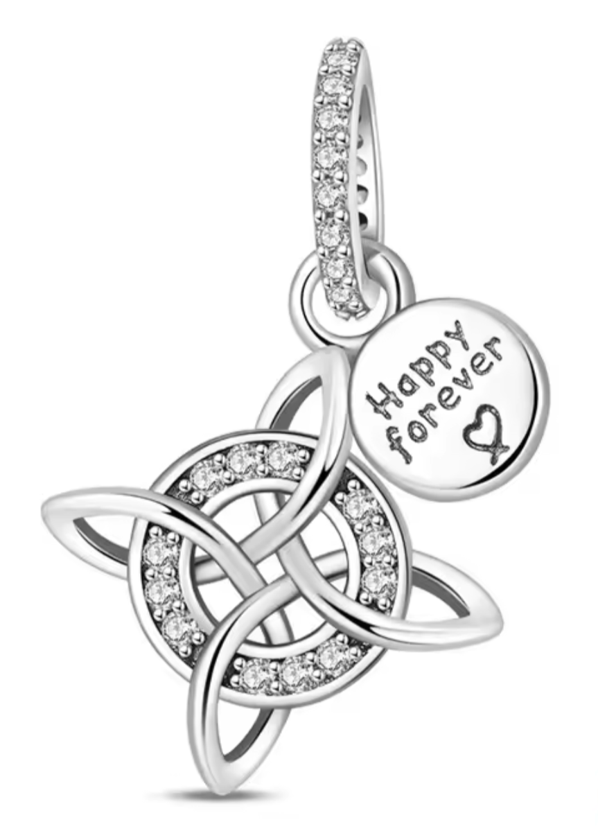 925 Sterling Silver Celtic Knot “Happy Forever” Charm Pendant - Truly Yours
