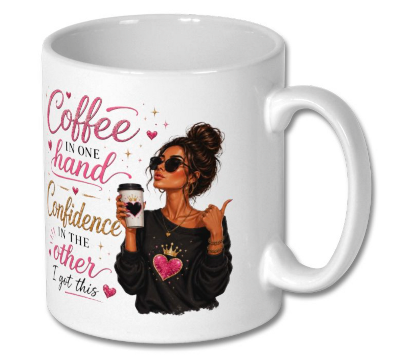 Coffee in One Hand, Confidence in the Other – Glam Boss Lady Ceramic Mug - Truly Yours