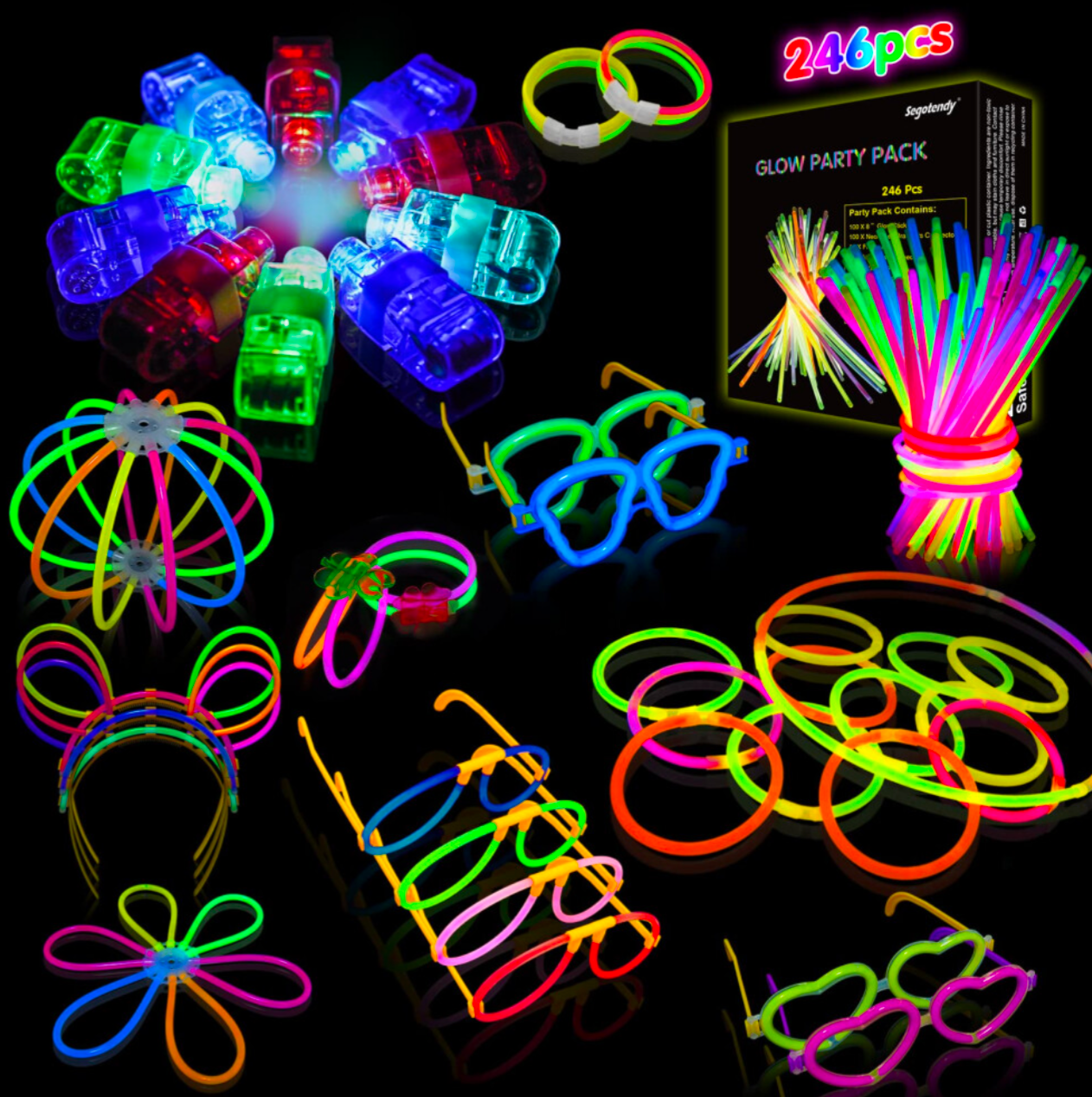 Segotendy Premium 246PCS Neon Glow Stick Party Set - Truly Yours