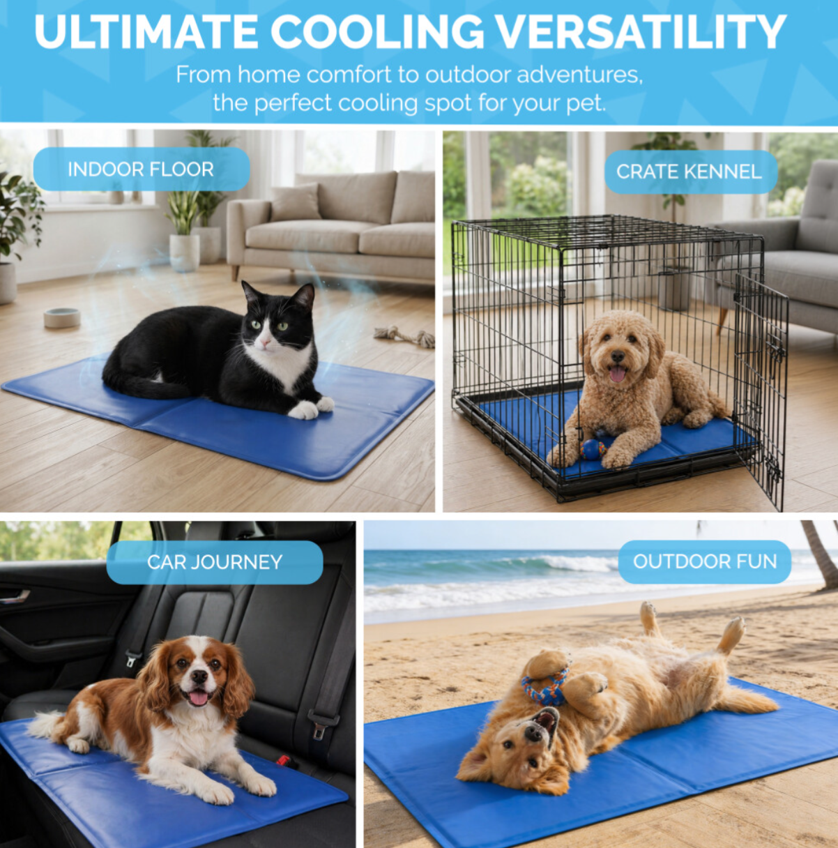 FurDreams Pet Self Cooling Mats 44x64, Prevent Overheating, Small, Plain - Truly Yours