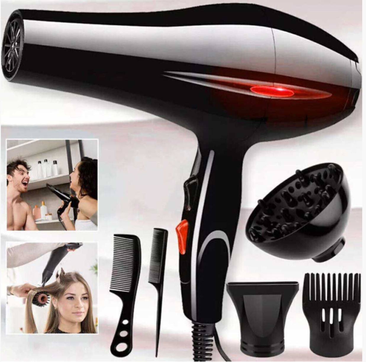 2200W Professional Ionic Hair Dryer Set – Fast Drying Salon Styling Tool with Diffuser & Nozzles - Truly Yours