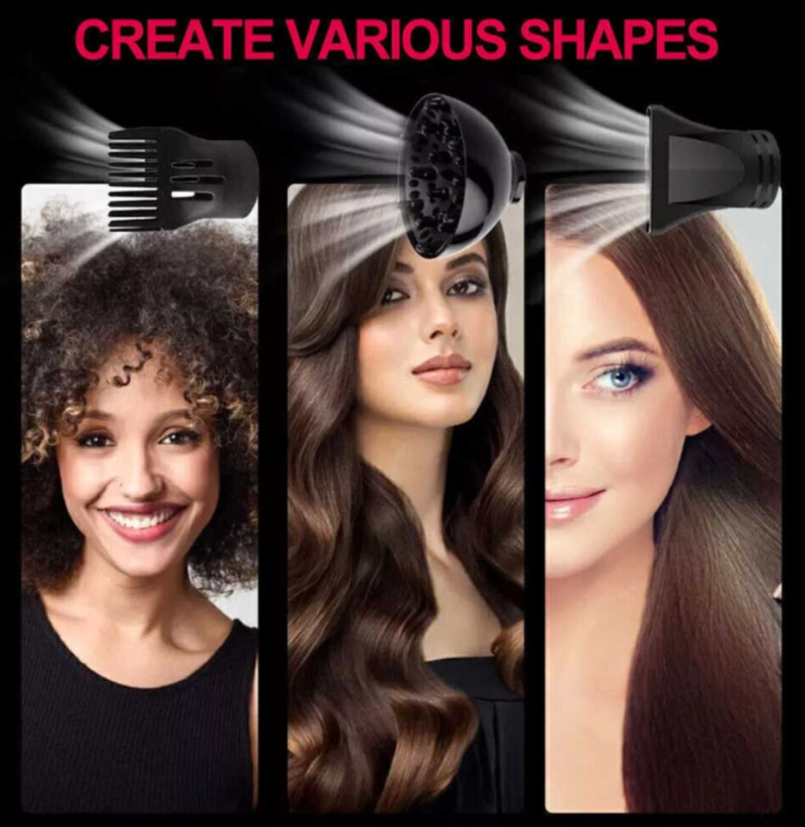 2200W Professional Ionic Hair Dryer Set – Fast Drying Salon Styling Tool with Diffuser & Nozzles - Truly Yours