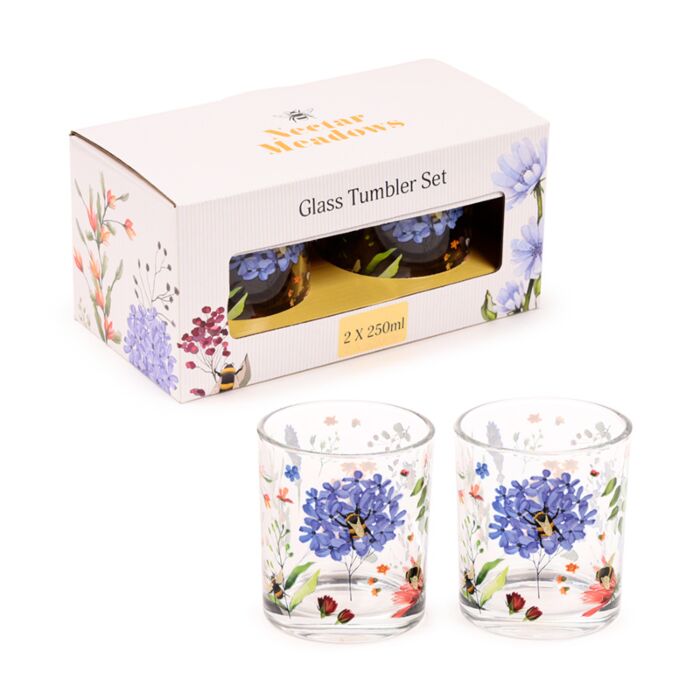Glass Tumbler Set of 2 250ml - Nectar Meadows Tumblers