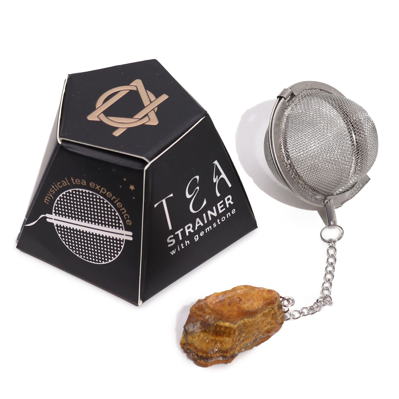 Raw Crystal Gemstone Tea Strainer - Gold Tigers Eye Raw Crystal Gemstone Tea Strainer