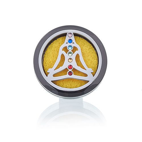 Car Diffuser Kit - Pewter Yoga Chakra - 30mm Aromatherapy Car Diffuser Kit