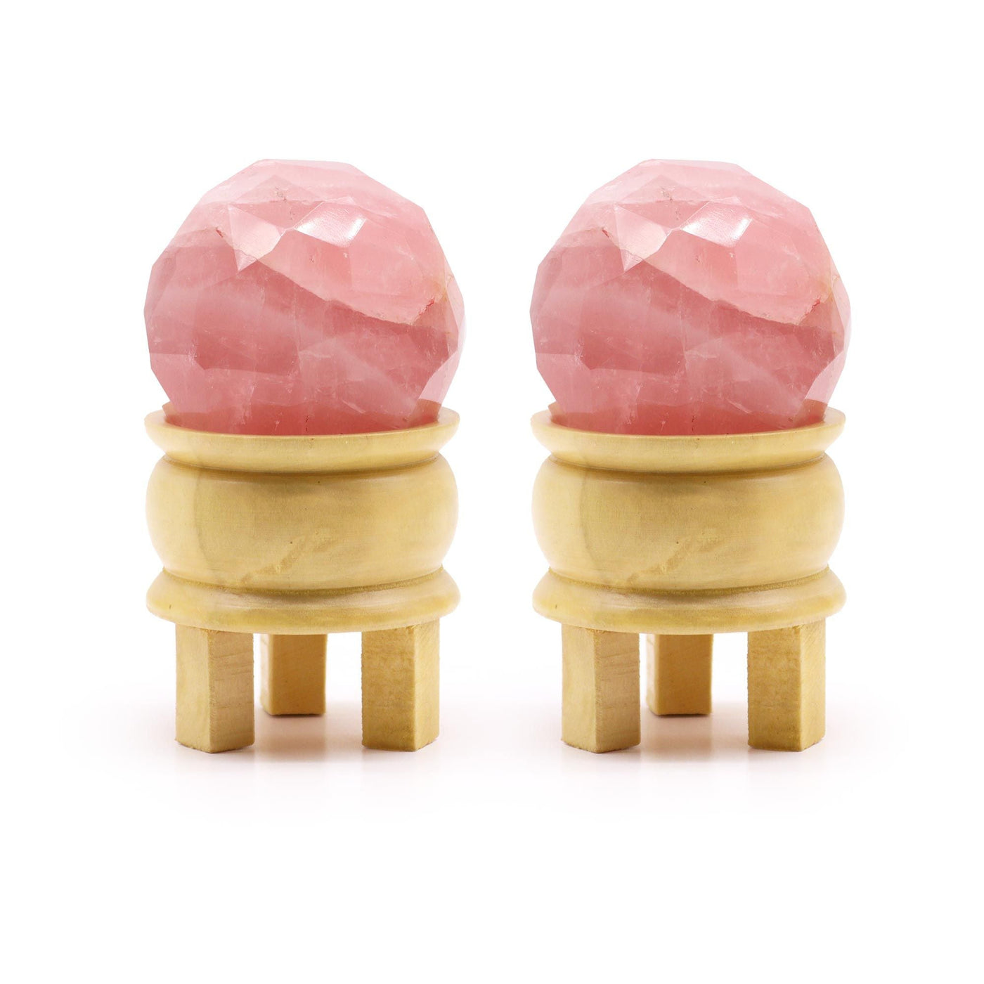 Gemstone Faceted Healing Ball & Stand - Rose Quartz Gemstone Faceted Healing Balls & Stand