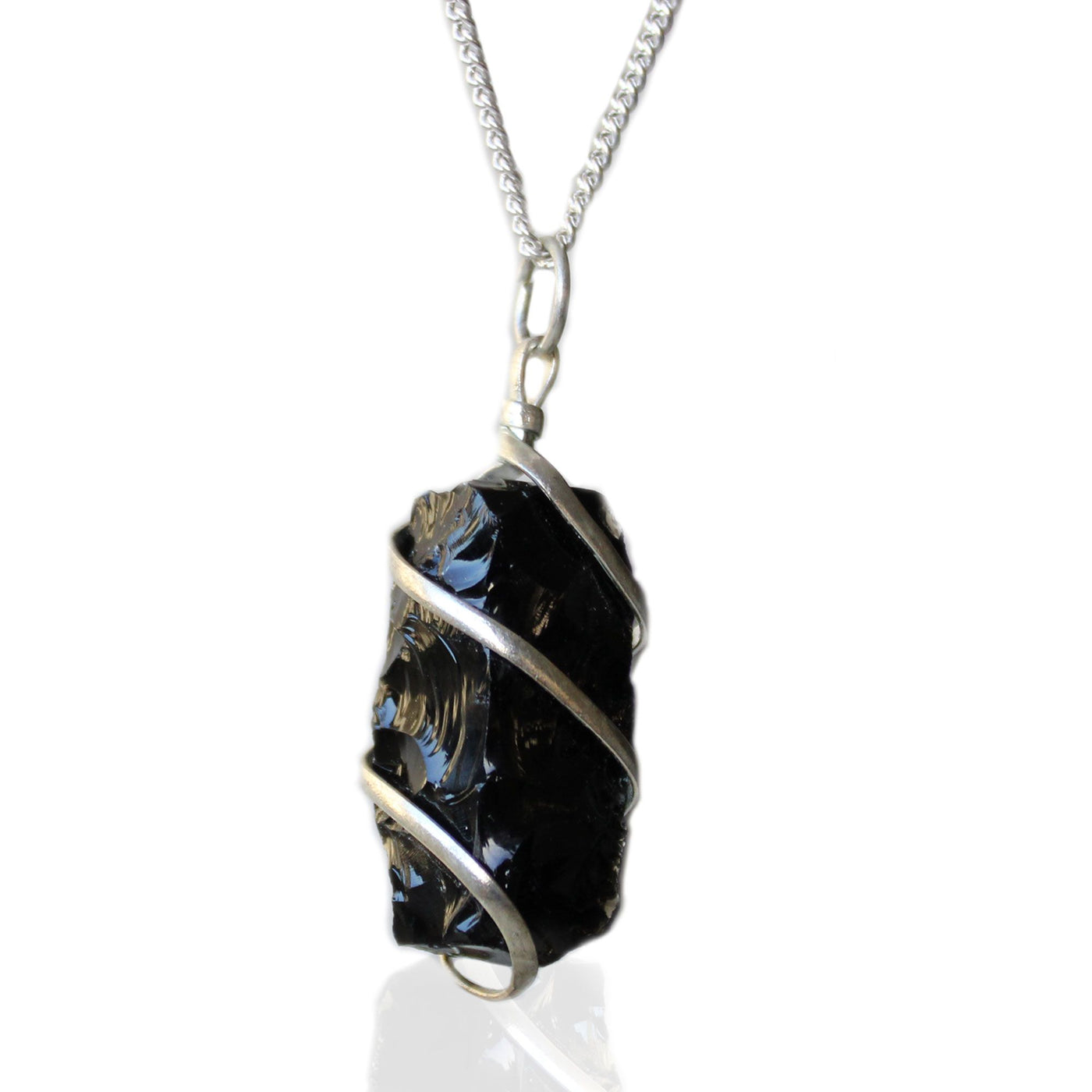 Cascade Wrapped Gemstone Necklace - Rough Black Onyx - Truly Yours