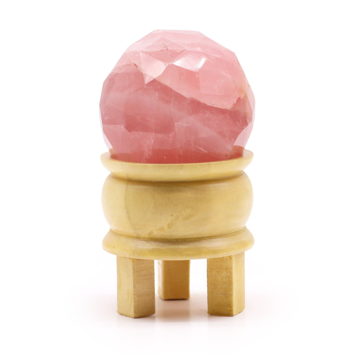Gemstone Faceted Healing Ball & Stand - Rose Quartz Gemstone Faceted Healing Balls & Stand