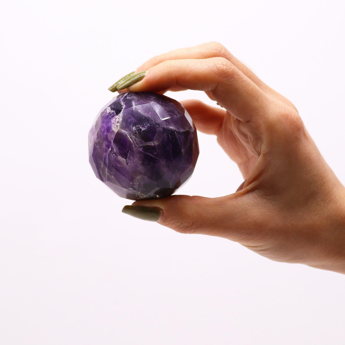 Gemstone Faceted Healing Ball & Stand - Amethyst Gemstone Faceted Healing Balls & Stand