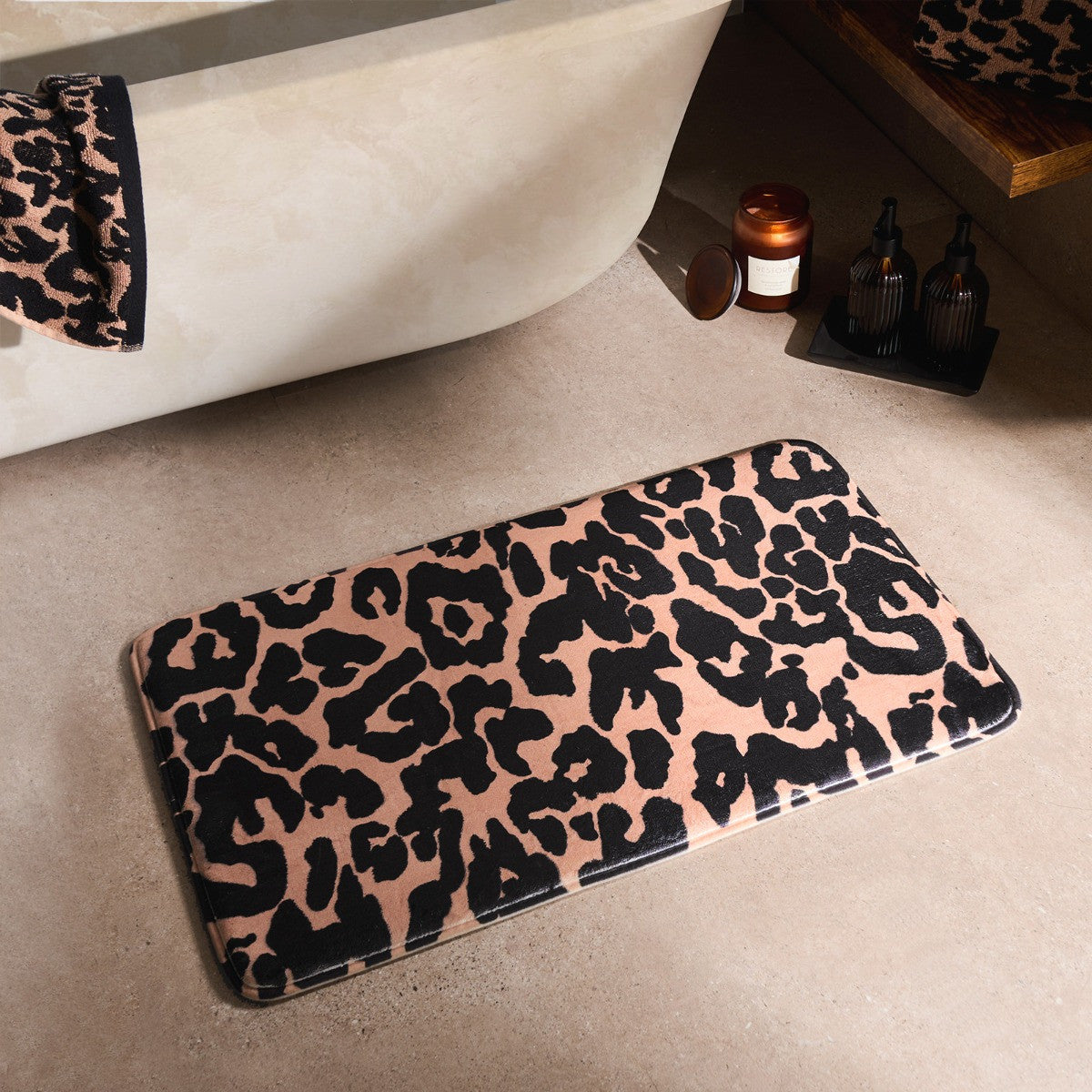 Leopard Print Bath Mat - Natural Bath mat
