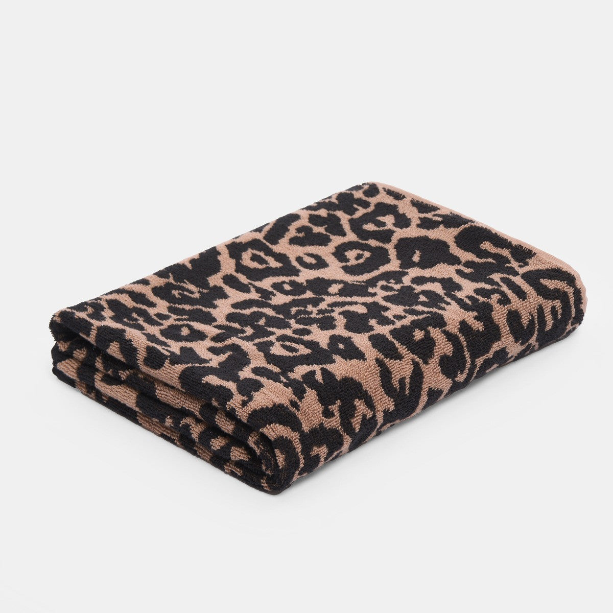 100% Cotton Jacquard Leopard Towel - Natural Towels