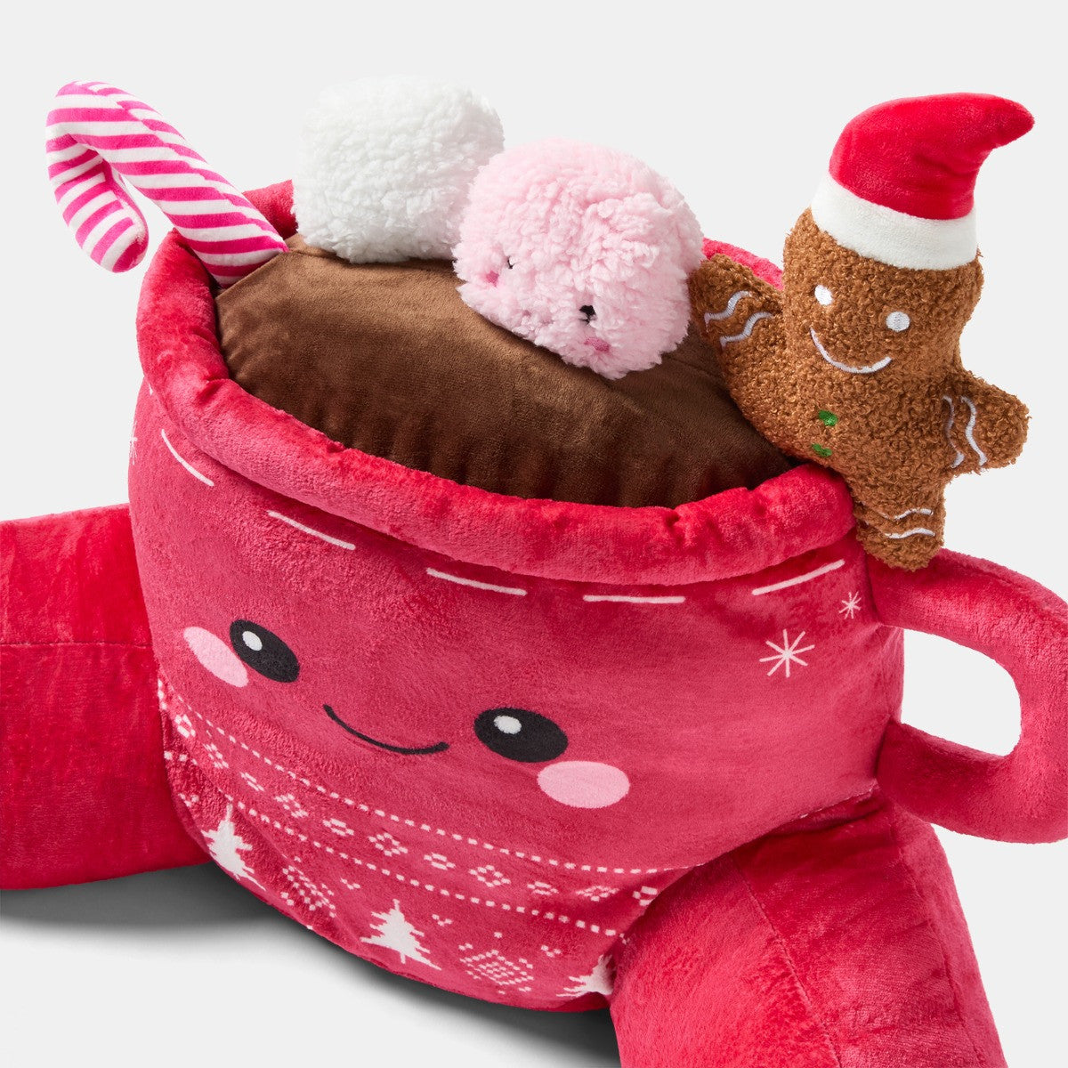 Festive Hot Chocolate Cuddle Cushion - Red