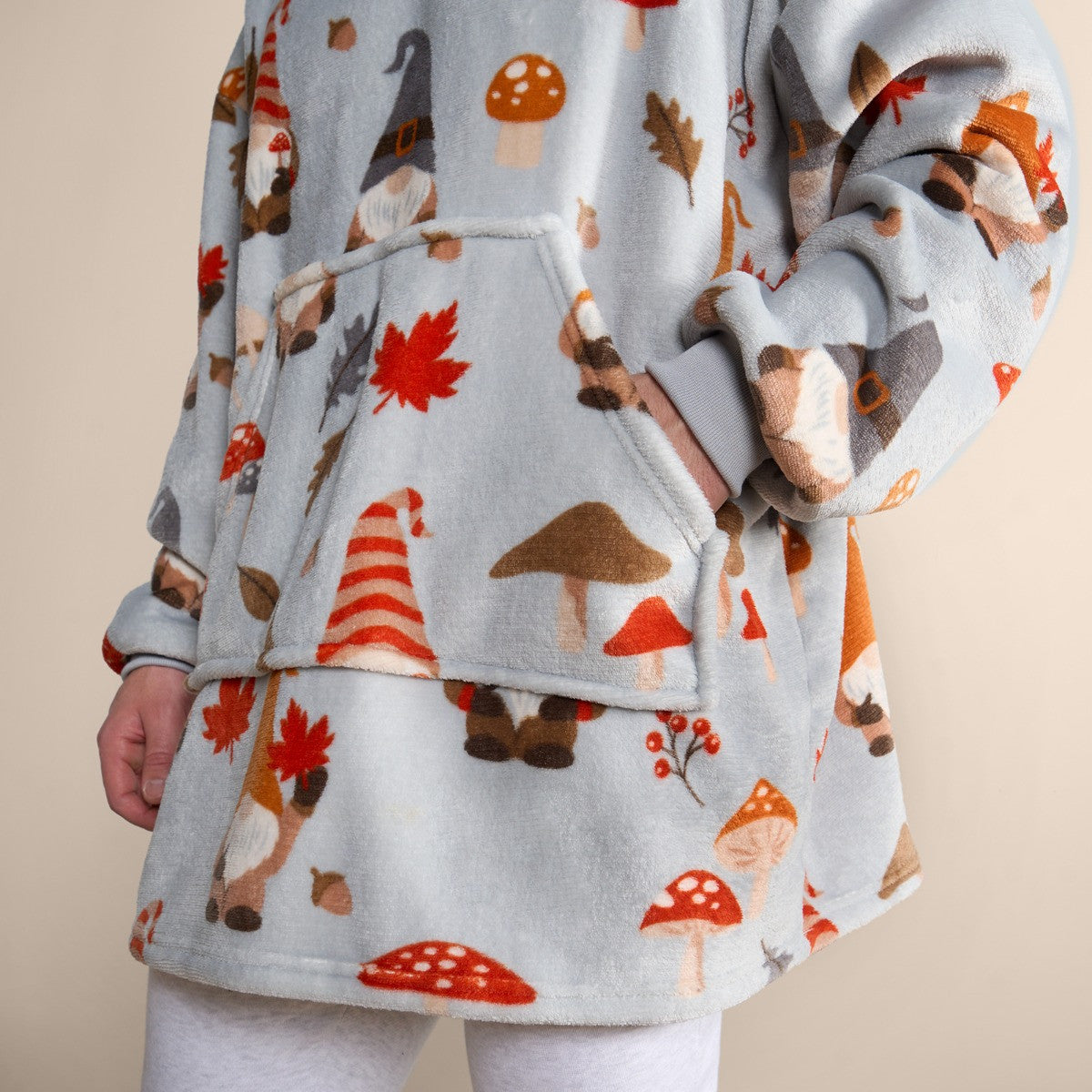 Unisex Autumn Gonk Print Hoodie Blanket - Grey Hoodie blanket