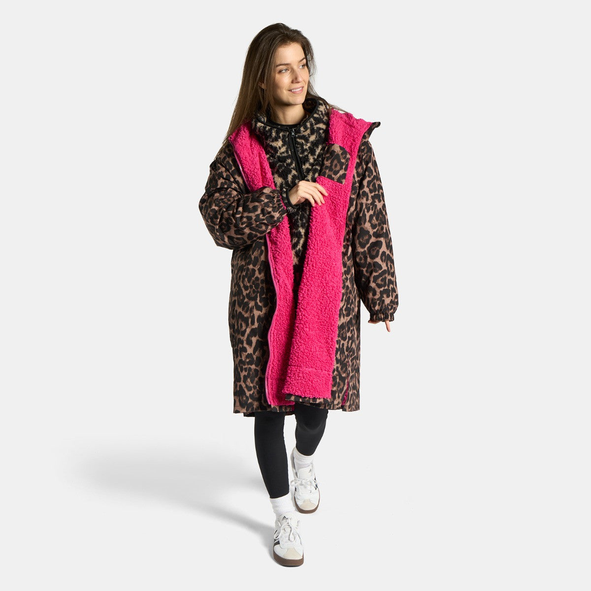 Adults Water Resistant Leopard Print Sherpa Drying Robe - Truly Yours