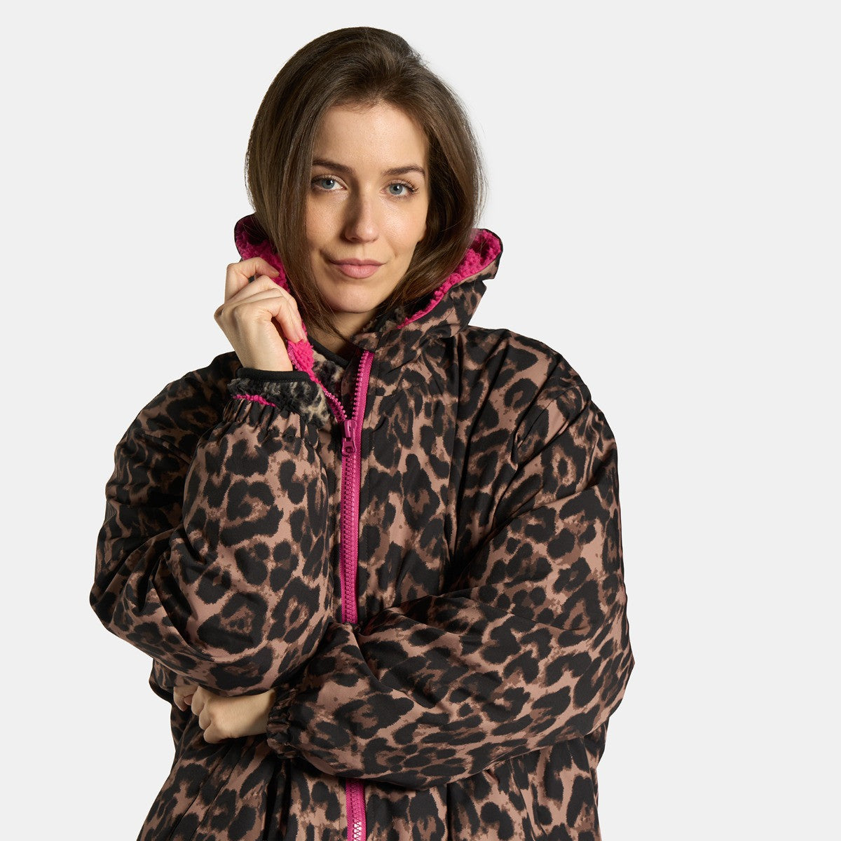 Adults Water Resistant Leopard Print Sherpa Drying Robe - Truly Yours
