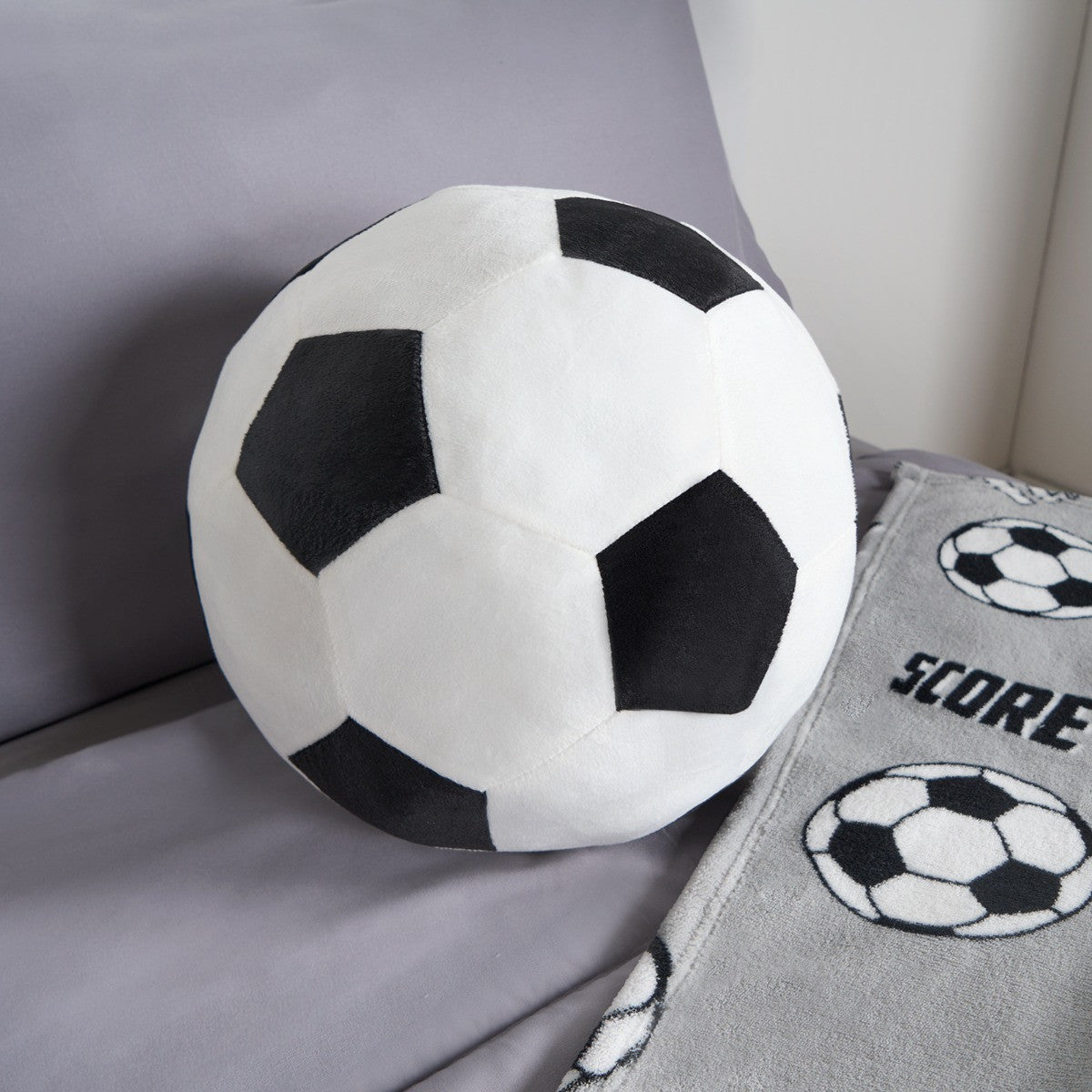 Football Shaped Scatter Cushion - Black/White - Truly Yours