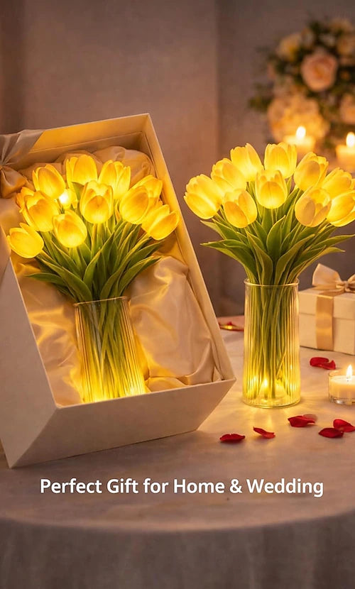 15 PCS Tulip Artificial Flowers with LED Lights, - Truly Yours