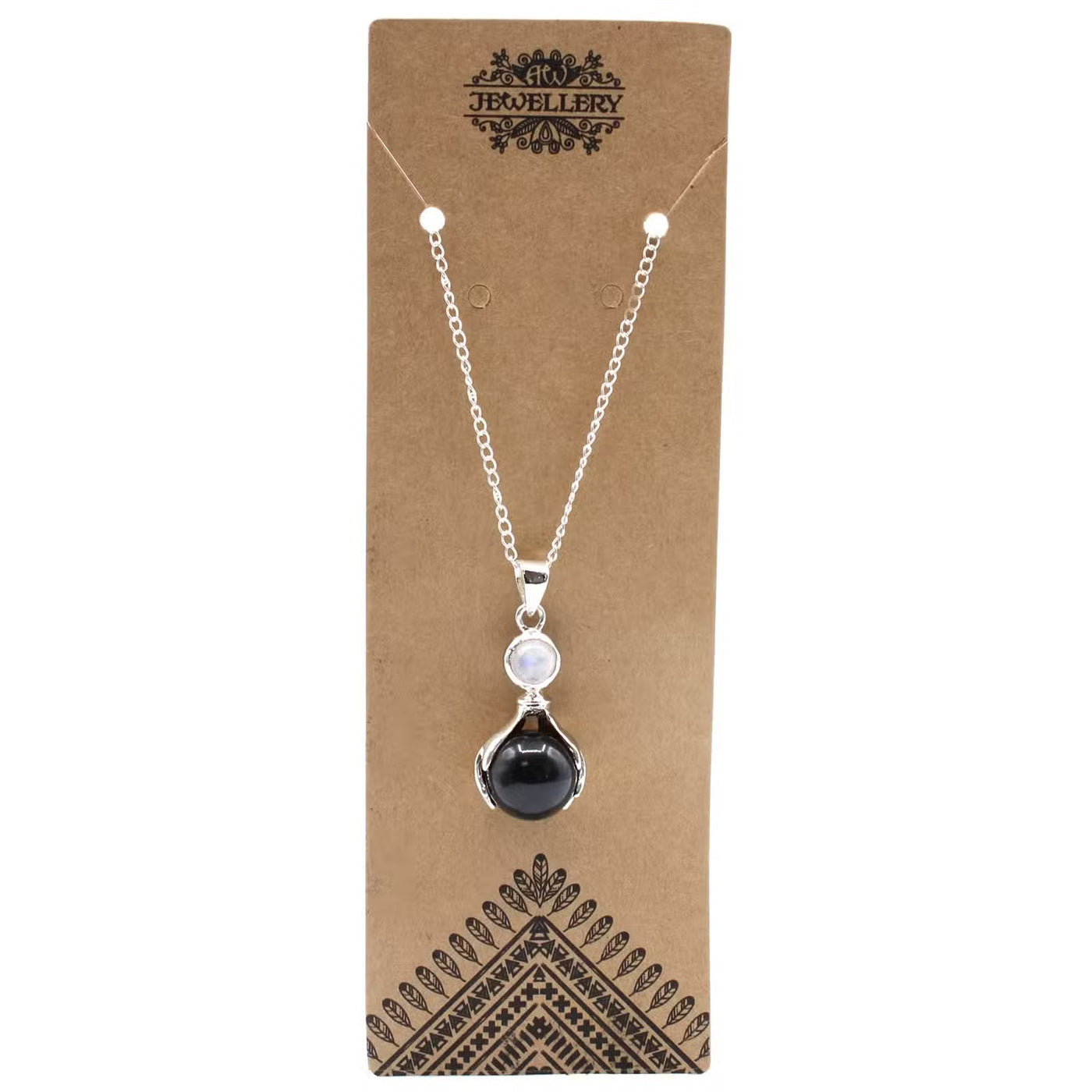 Gemstone Healing Hands Pendants Black Agate Necklace