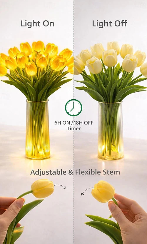 15 PCS Tulip Artificial Flowers with LED Lights, - Truly Yours