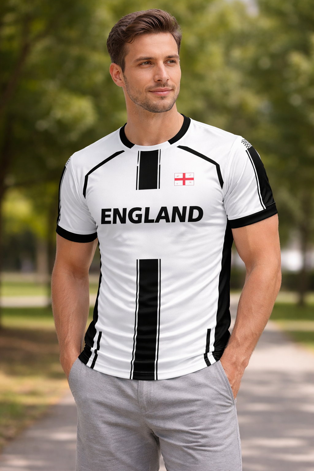 Men's England Flag Print Sport T-Shirt - Breathable Athletic Jersey - Truly Yours