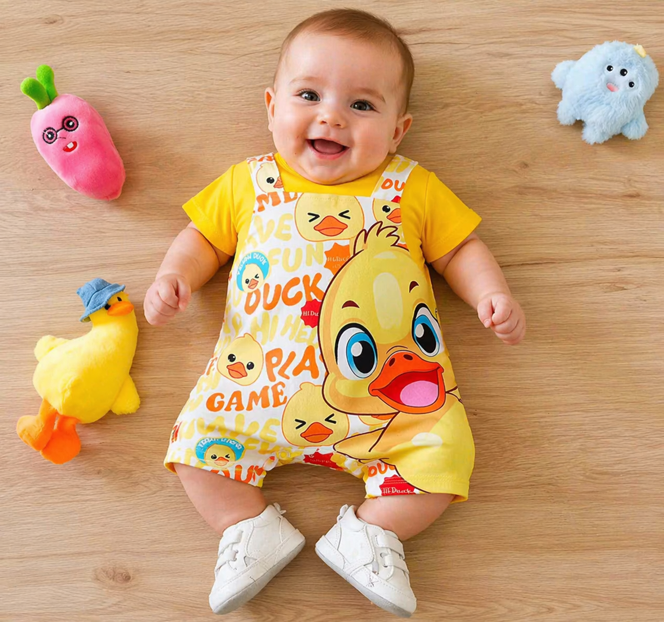 Adorable Lion or Duck Baby Outfit Set – Cartoon Romper & T-Shirt for Boys & Girls - Truly Yours