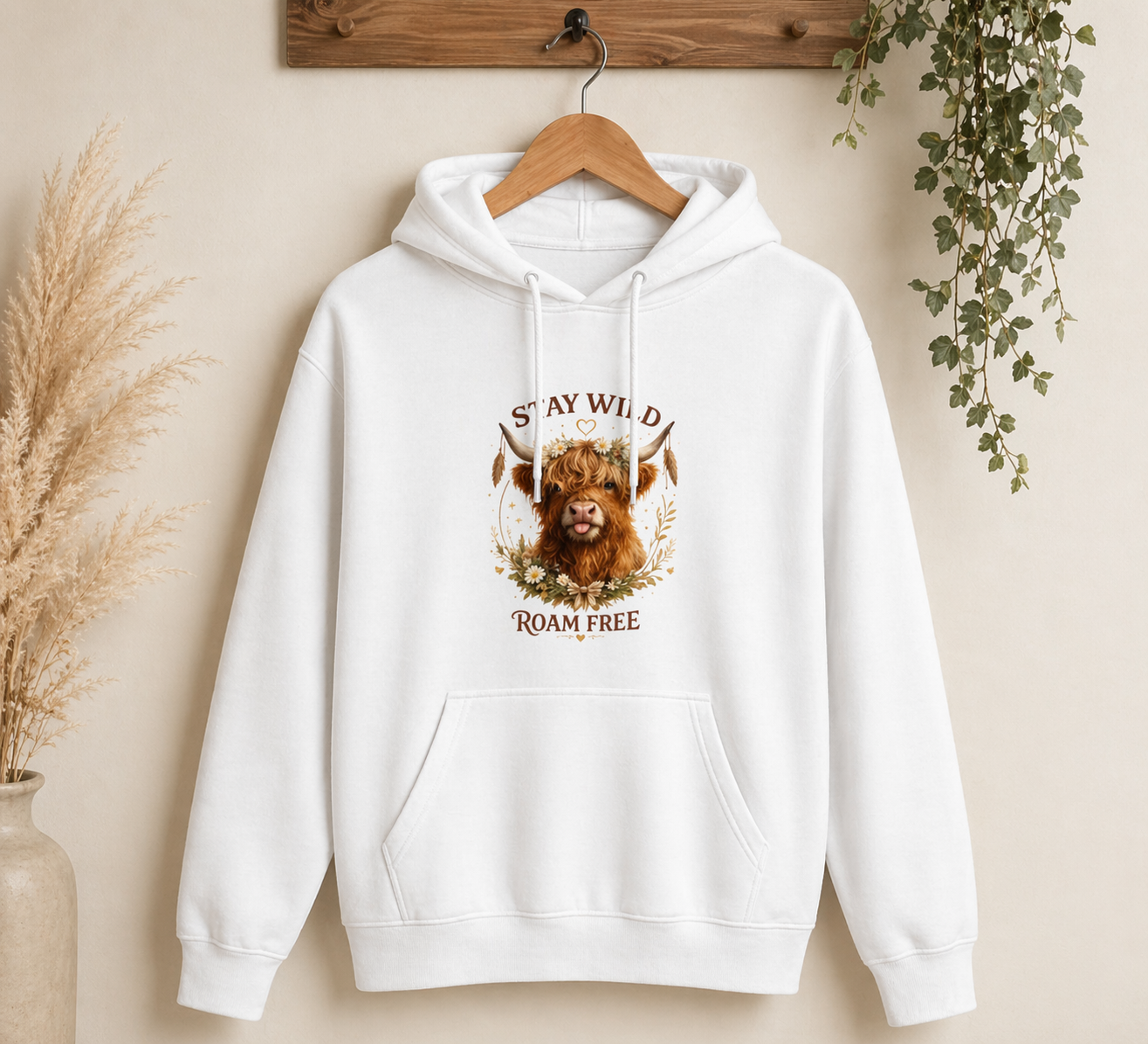 Stay Wild, Roam Free Highland Cow Hoodie - Various Colours - Truly Yours