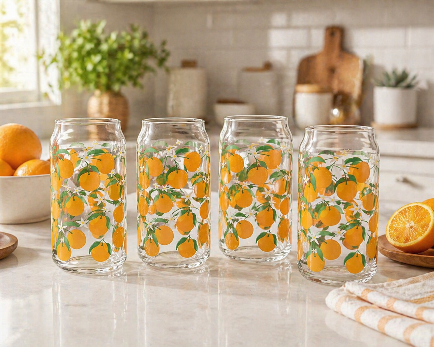 Orange Print Can Glass - Truly Yours