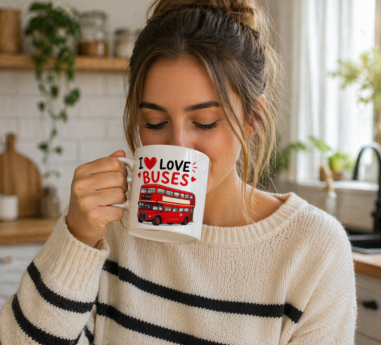 I Love Buses Mug – Double Decker Bus Gift for Bus Lovers - Truly Yours