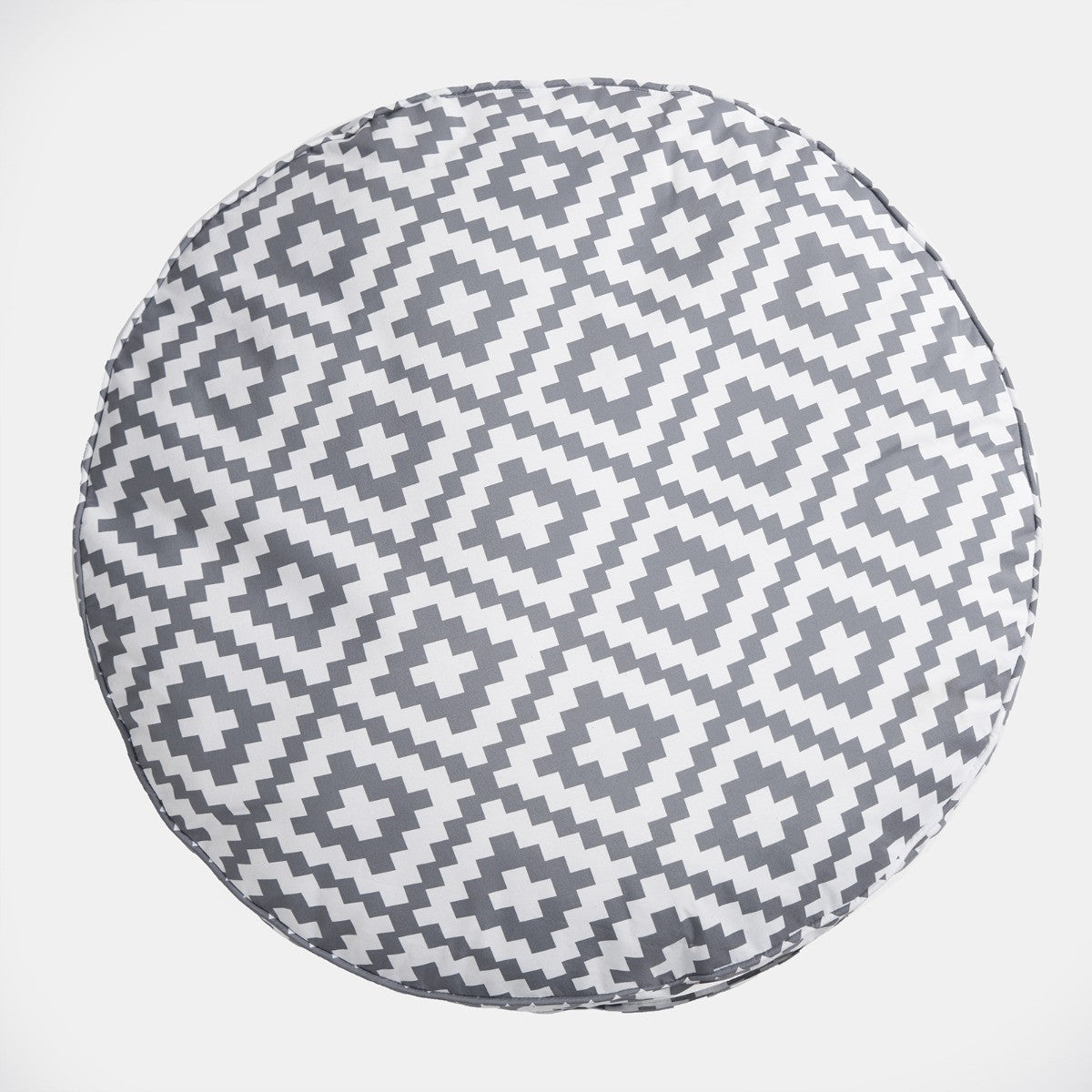 Indoor/Outdoor Round Geometric Filled Cushion - Grey In Cushion