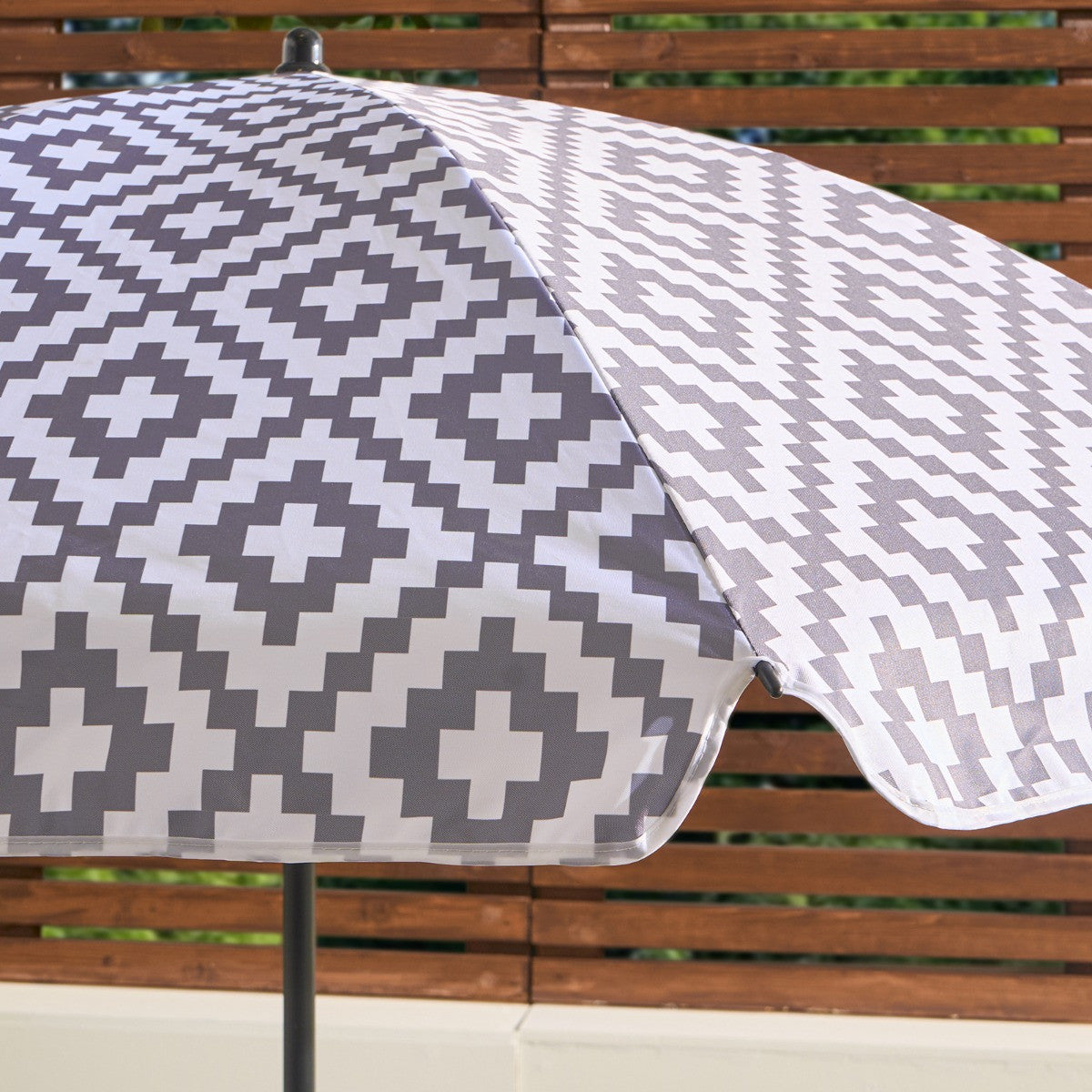 Geometric Print Outdoor Parasol - Grey - Truly Yours