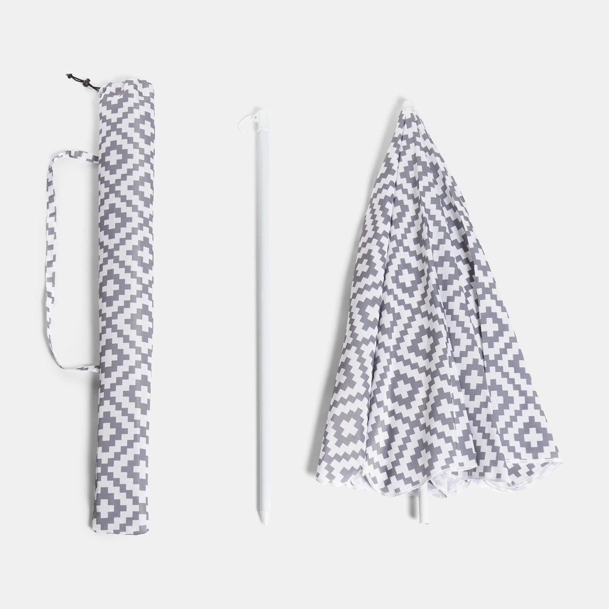 Geometric Print Outdoor Parasol - Grey - Truly Yours