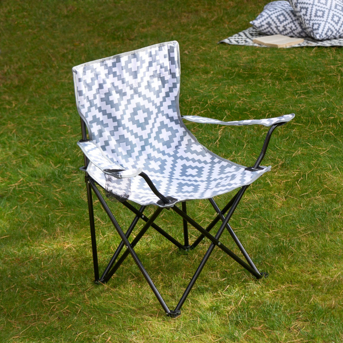 Foldable Geometric Camping Chair - Grey Chair