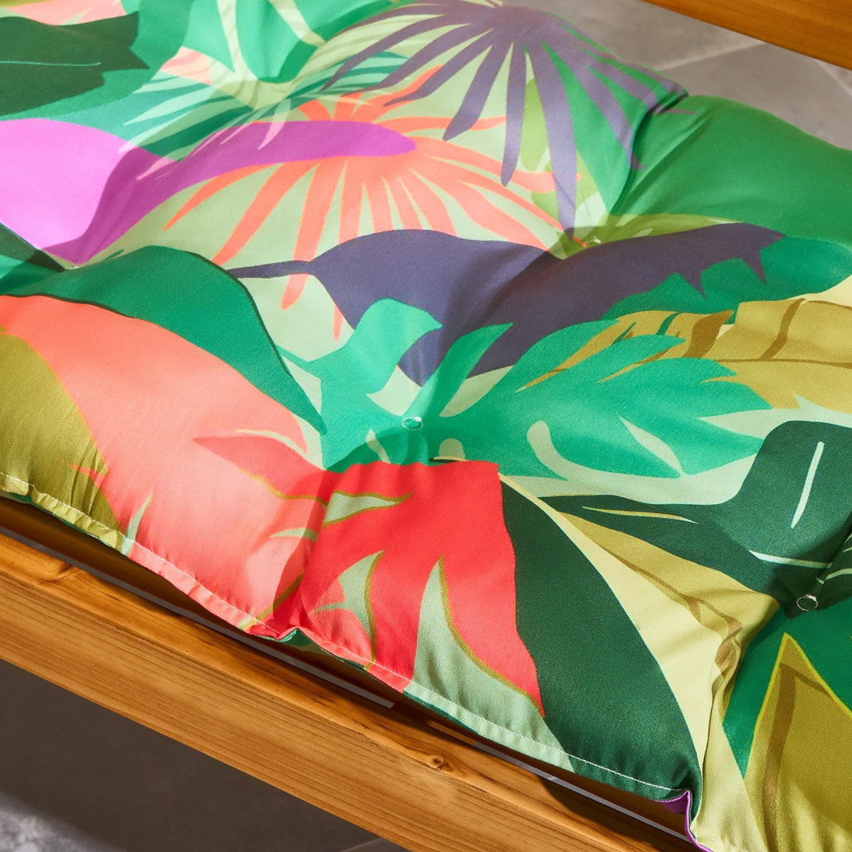 2-Seater Indoor/Outdoor Palm Print Bench Pad - Green - Truly Yours