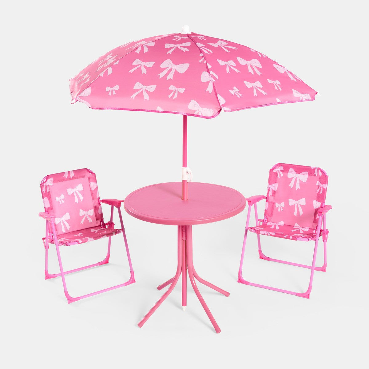 Kids Bow Print Bistro Set with Parasol - Hot Pink Bistro set
