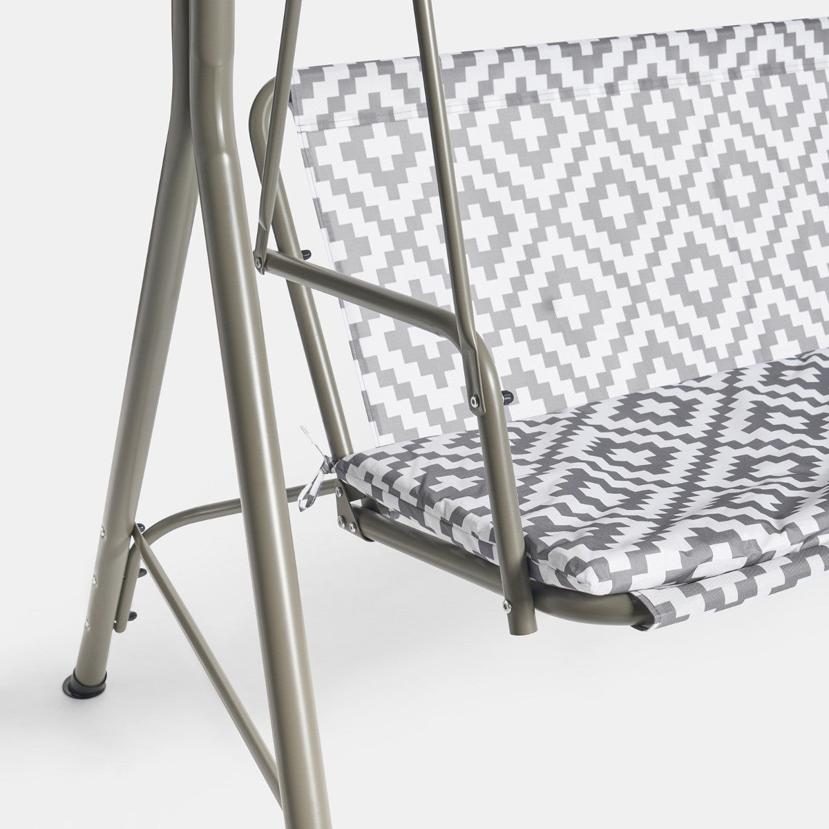 Geometric 3 Seater Swing Bench With Canopy - Grey - Truly Yours
