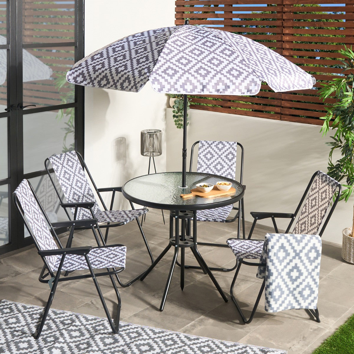 6-Piece Geometric Patio Set - Grey Patio set