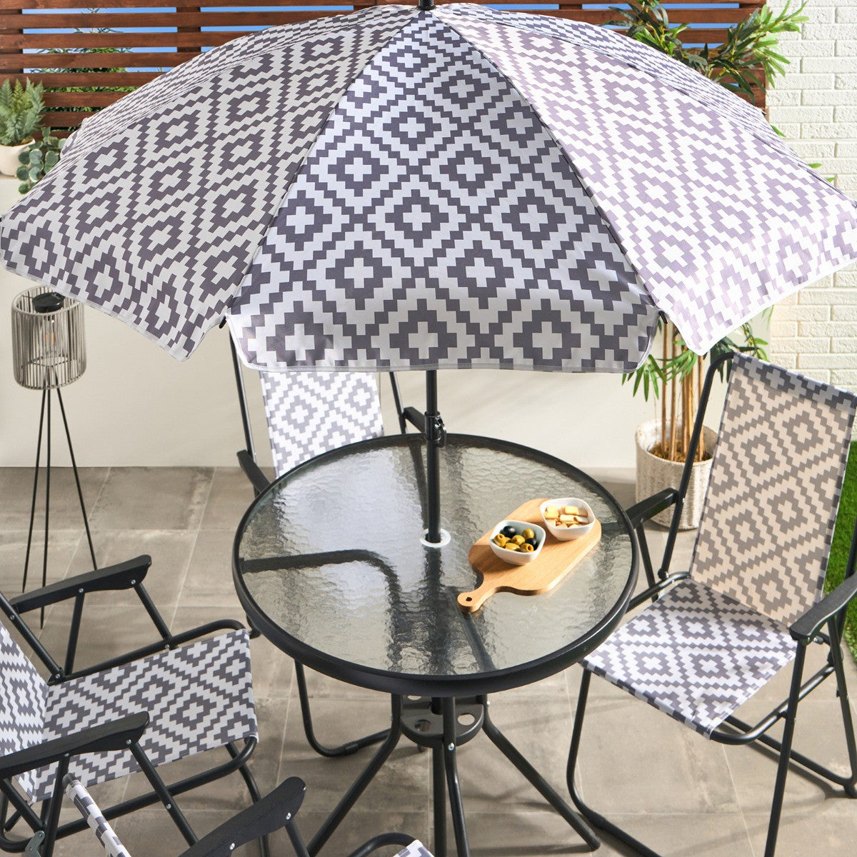 6-Piece Geometric Patio Set - Grey Patio set
