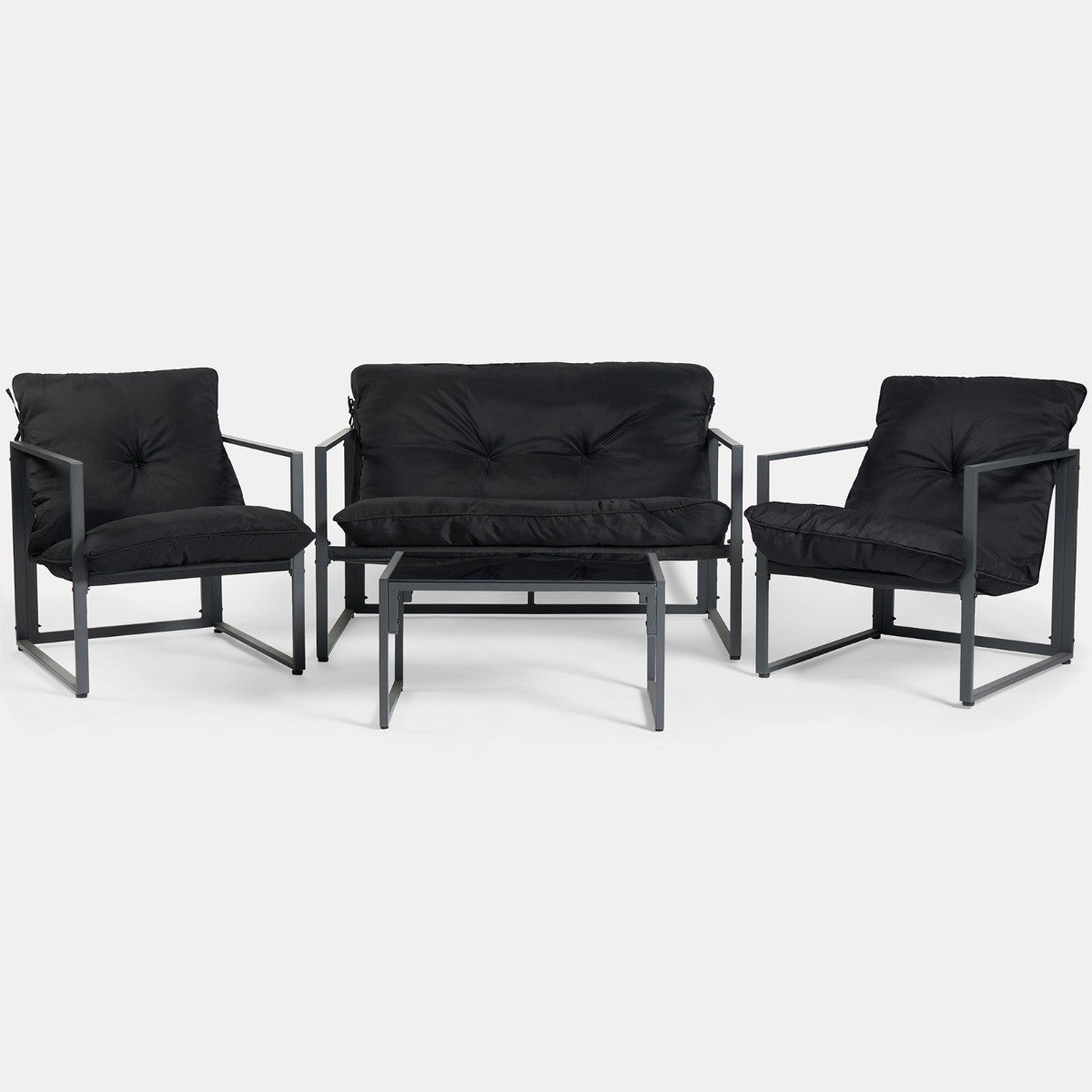 Miami 4 Seater Outdoor Lounger Set - Black - Truly Yours
