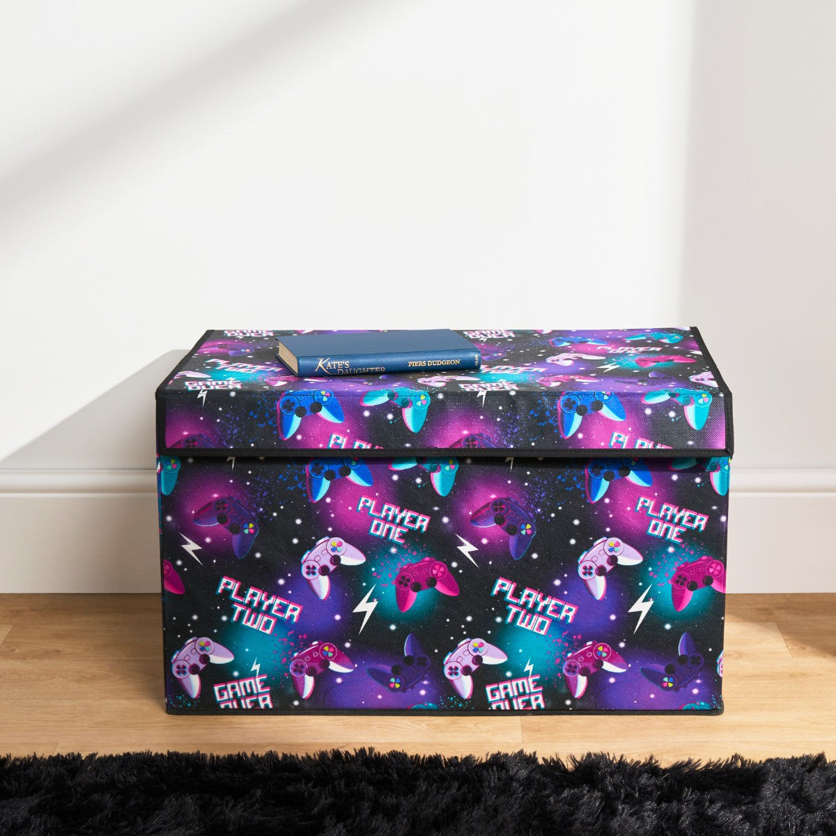 Gaming Large Collapsible Storage Box with Lid - Neon Storage
