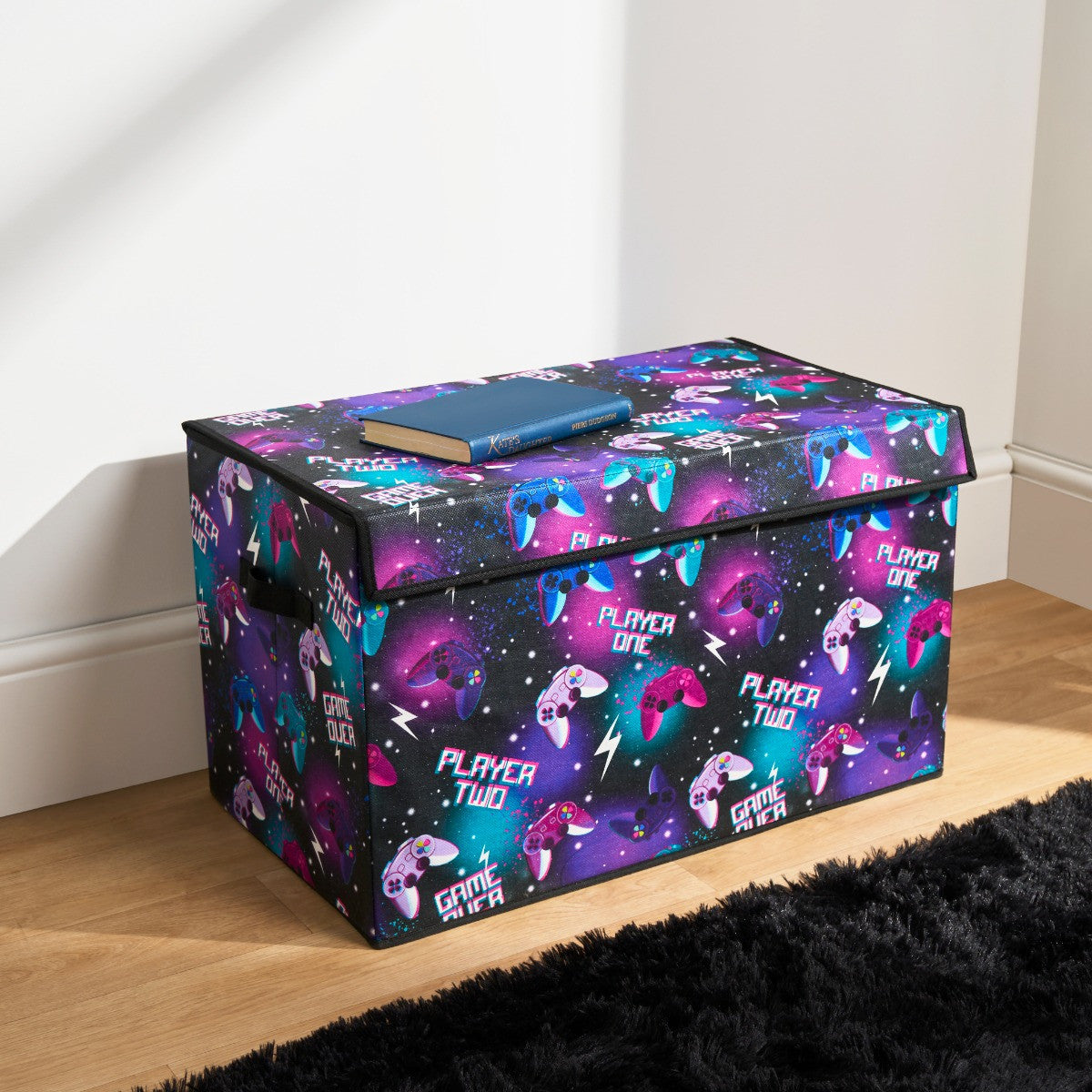 Gaming Large Collapsible Storage Box with Lid - Neon Storage