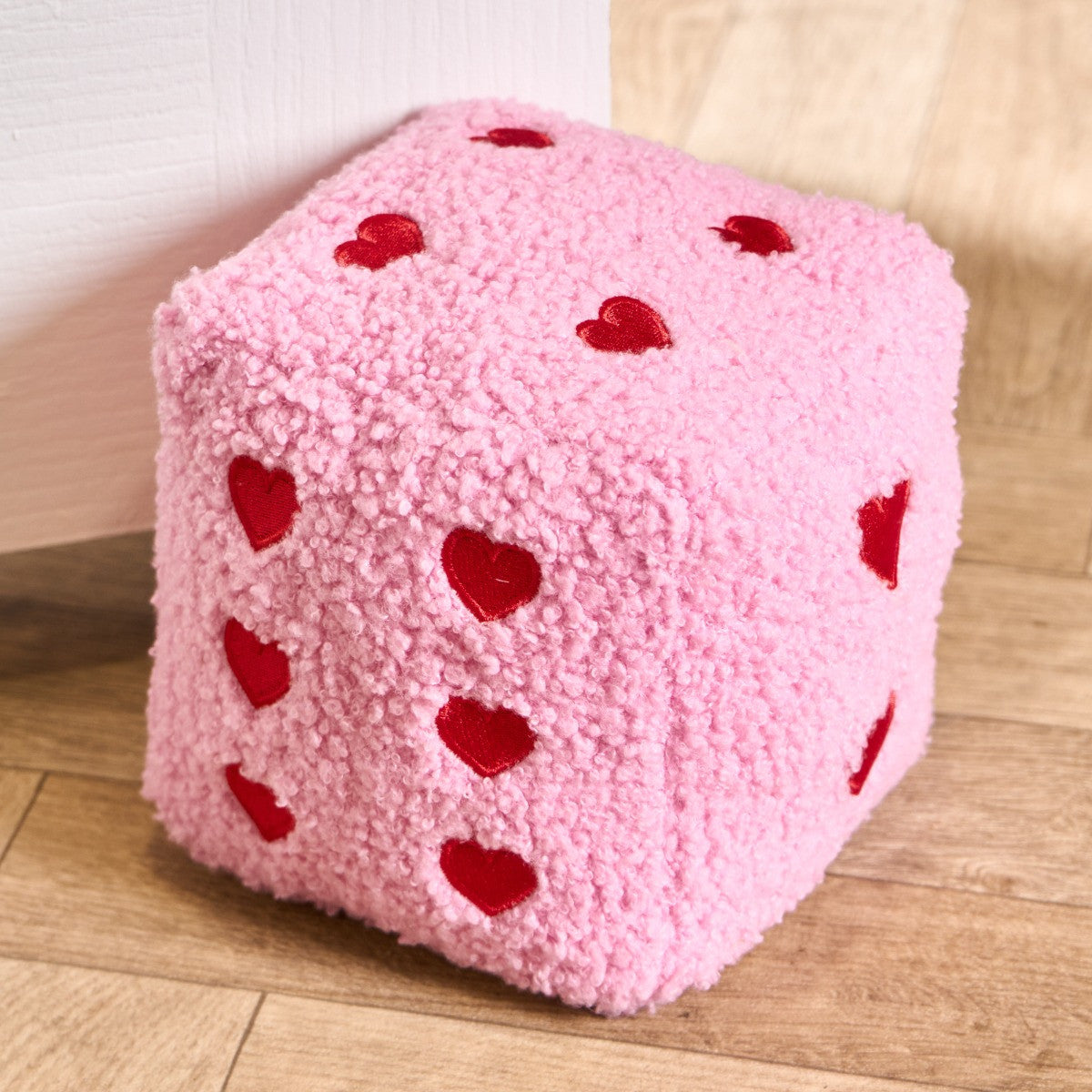 Boucle Heart Print Dice Doorstop - Pink/Red - Truly Yours