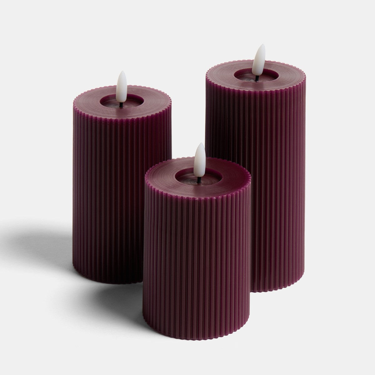 LED Ribbed Candles - 3 Pack Various Colours - Truly Yours